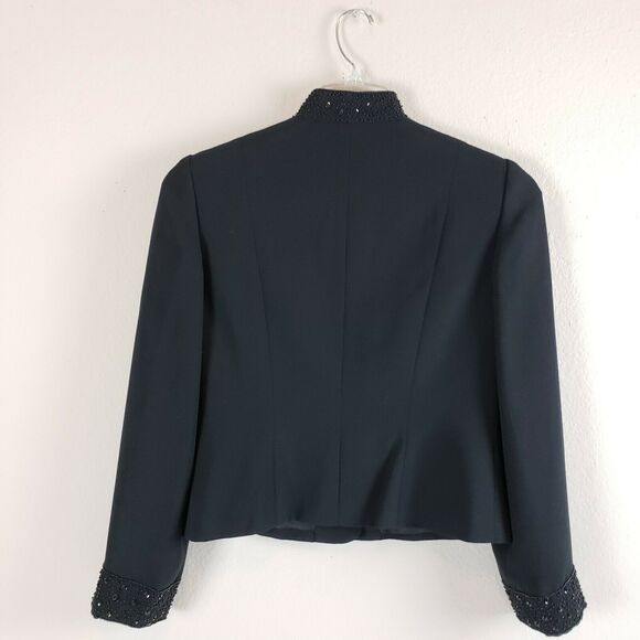 Talbots Woman SIZE 4 Black Blazer Suit Button Jacket Lined Embellished Seed Bead - Picture 4 of 11